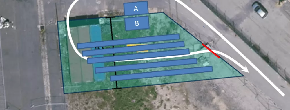 Vue aérienne d'un terrain nu à louer dans le 18 ème arrondissement de Paris