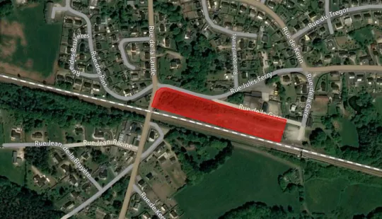 Terrain nu à louer sur la commune de Plouigneau - vue aérienne