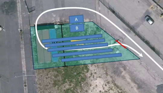 Vue aérienne d'un terrain nu à louer dans le 18 ème arrondissement de Paris